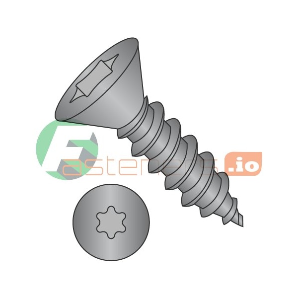Newport Fasteners Sheet Metal Screw, #10 x 1-1/4 in, Black Oxide Steel Flat Head Torx Drive, 4000 PK 159694 - main